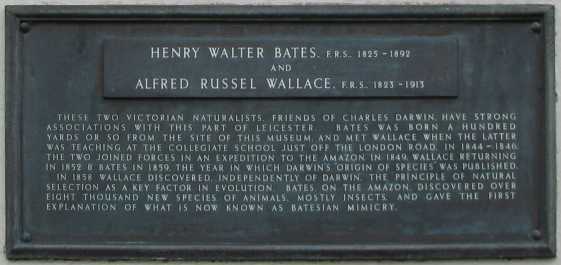 Plaque commemorating A R Wallace and H W Bates, New Walk Museum, Leicester